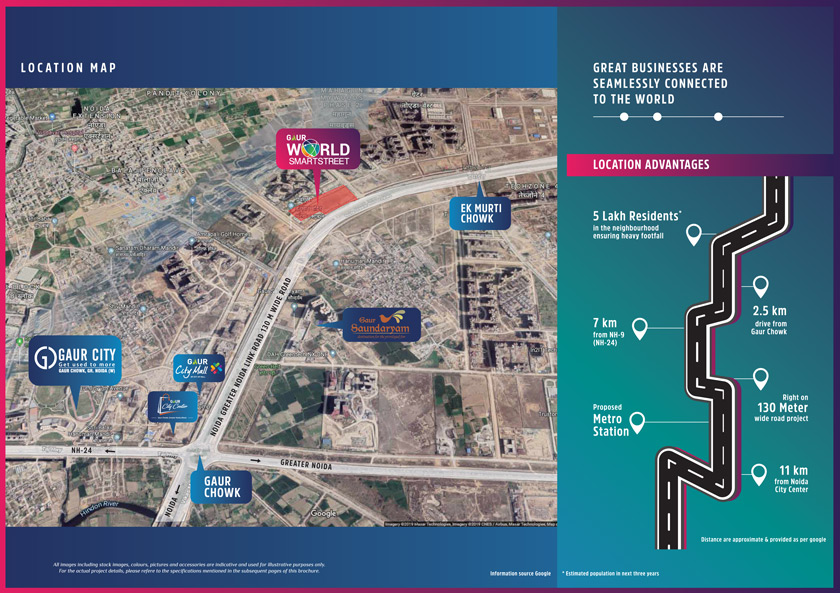 Gaur World SmartStreet location map